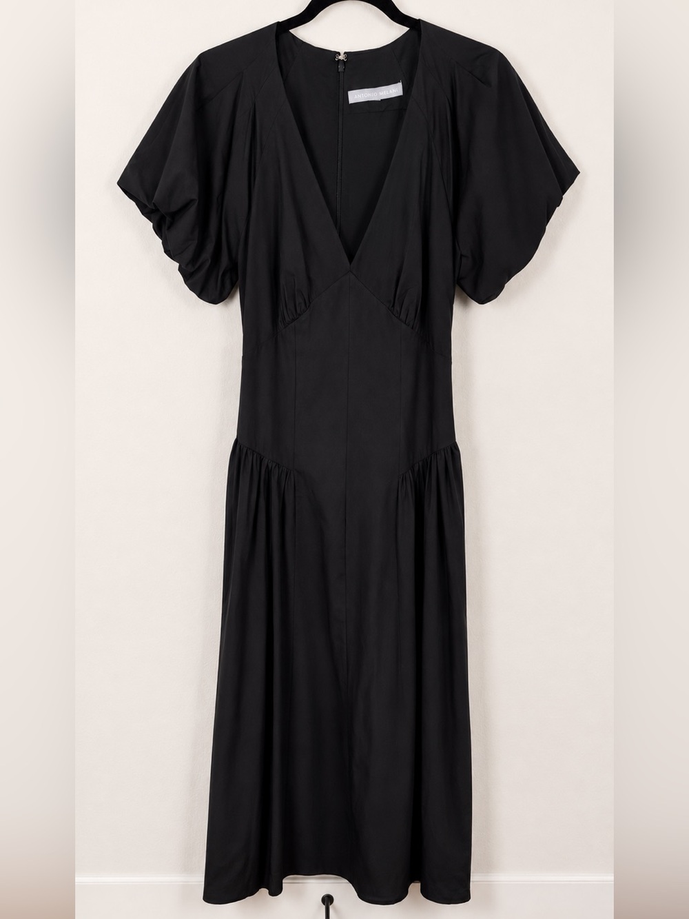 Antonio Melani Kiara Maxi Dress NWT Size 6 Black Puff Sleeve V-Neck A-Line Party - Picture 2 of 9